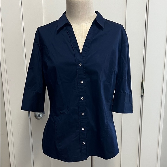 Navy Blue Women's Button-Up Shirt - Picture 1 of 5